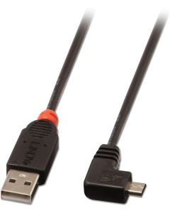 Cable acodado USB 2.0 conector tipo A macho a tipo micro B  ángulo 90 grados 1 m Lindy 31976