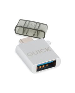 adaptador USB-C 3.1 a USB 3 con LED QuickMedia Aluminio Embalaje Abierto