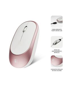 Raton Bluetooth Mouse Smart Gold Rose Recargable Rueda metal Embalaje Abierto